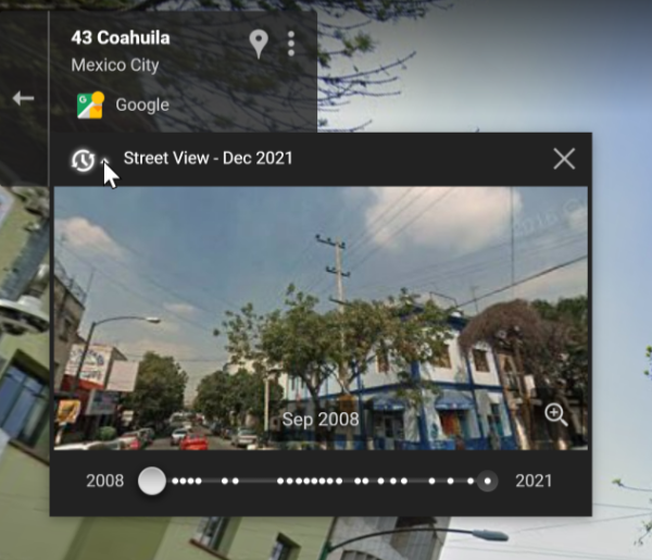 google maps travel back in time