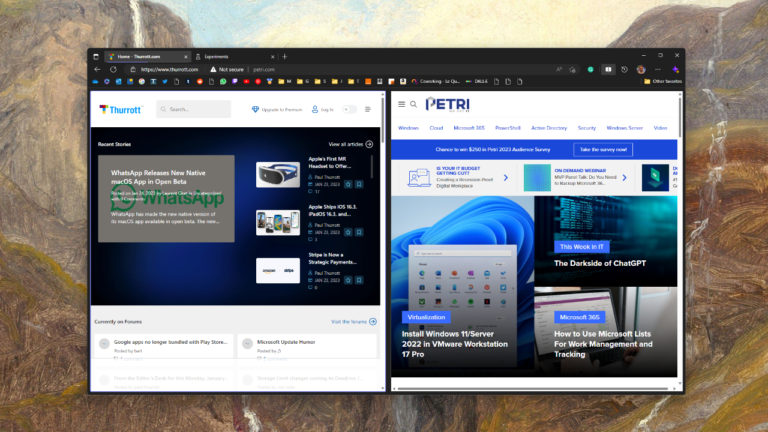 Experiments Edge Microsoft Edge Adds Experimental Split Window Feature - Thurrott.com