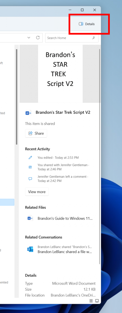 modernized details pane in File Explorer available for Windows Insiders