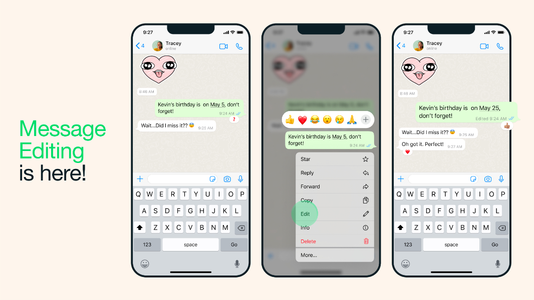 WhatsApp Message Editing