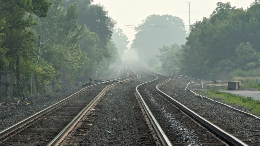 Hazy train tracks