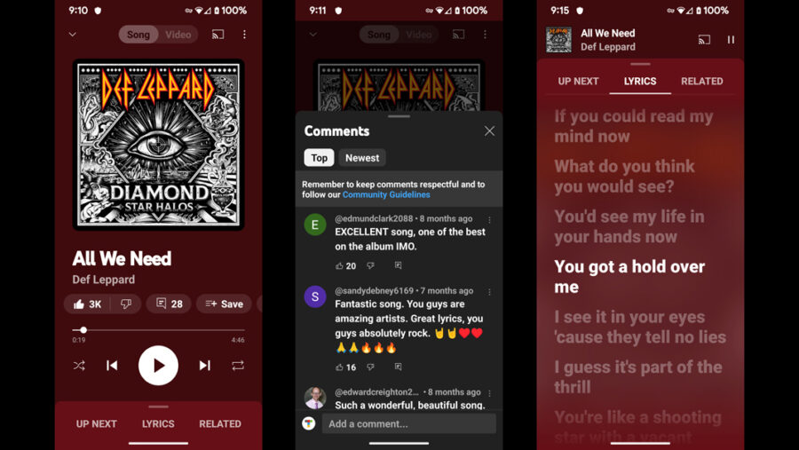YouTube Music has new Now Playing features