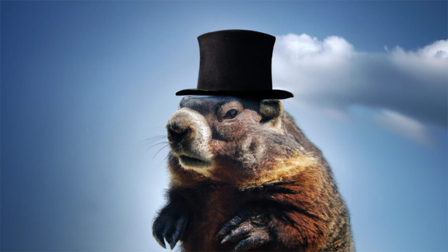 Groundhog wearing a top hat