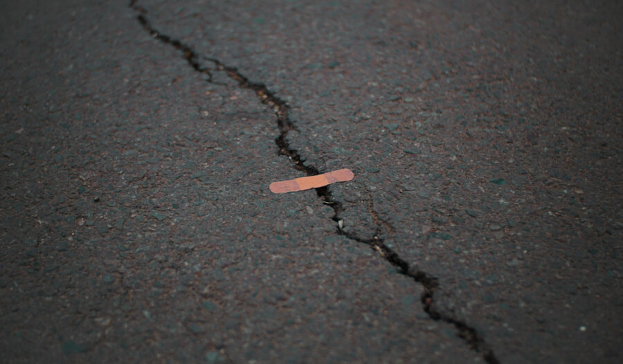 Band-aid on a street crack