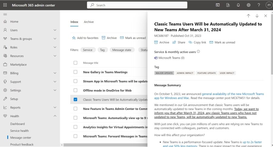 Microsoft 365 Admin Center