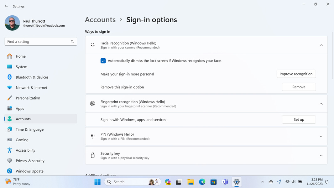 Windows Hello, Presence Sensing, and Dynamic Lock (23H2)