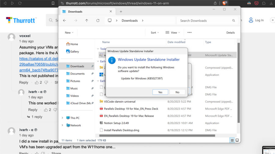 KB5027397 enablement package installation