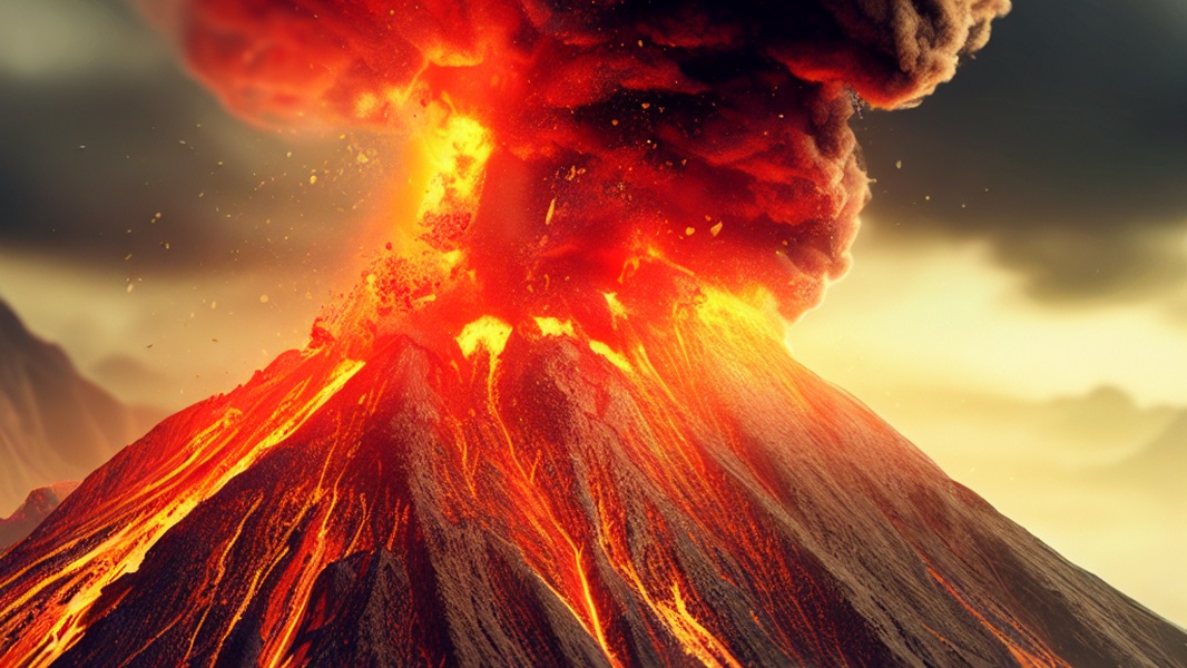 Volcano erupting