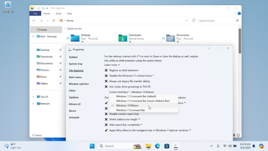 Windows 10 File Explorer in Windows 11