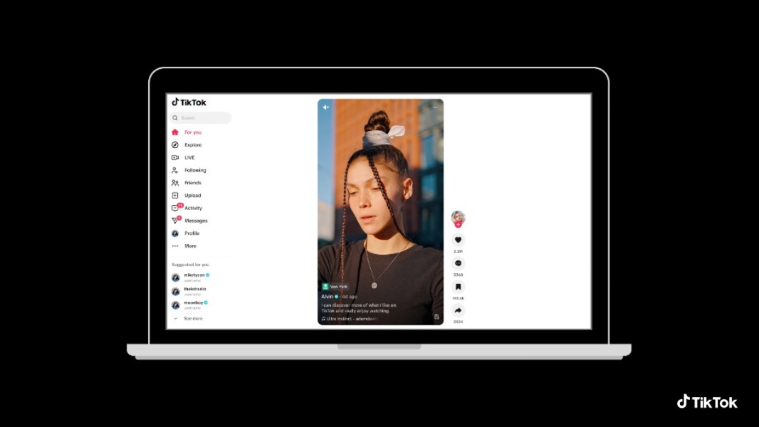 TikTok new desktop experience