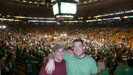 Paul and Jonathan after the Celtics won the NBA championship in 2008