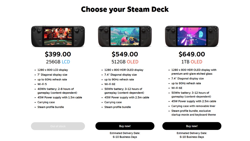 Valve Discontinues Steam Deck LCD Model