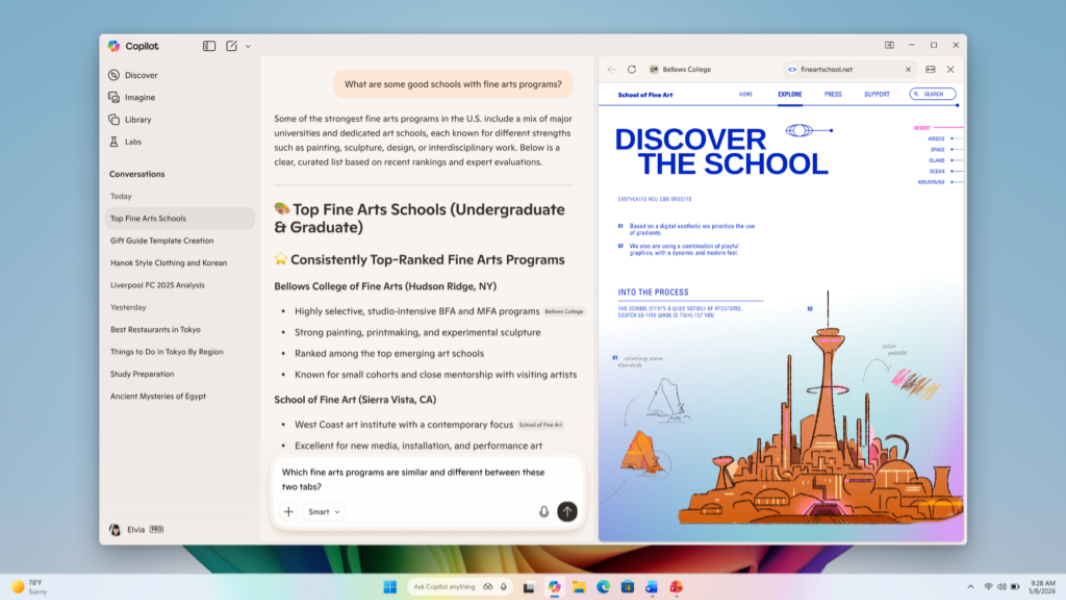 Изображение к статье: Copilot в Windows 11 теперь может показывать веб-страницы прямо в своей боковой панели - Copilot-pc на MSReview.net