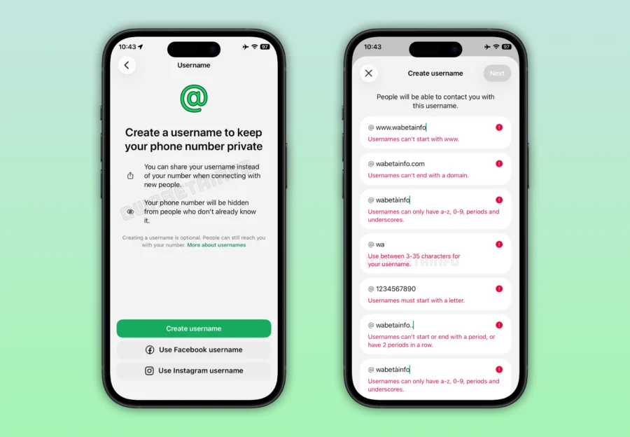 Whatsapp usernames