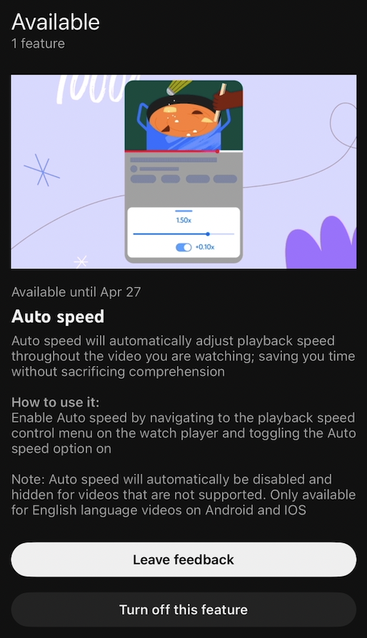 YouTube auto speed