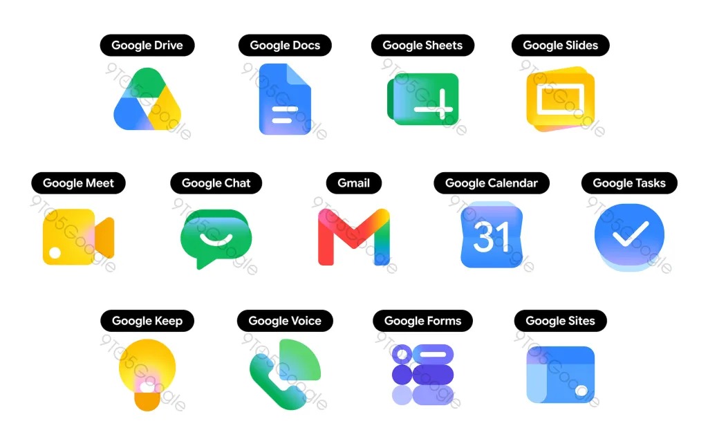 google workspace new icons gradient effect