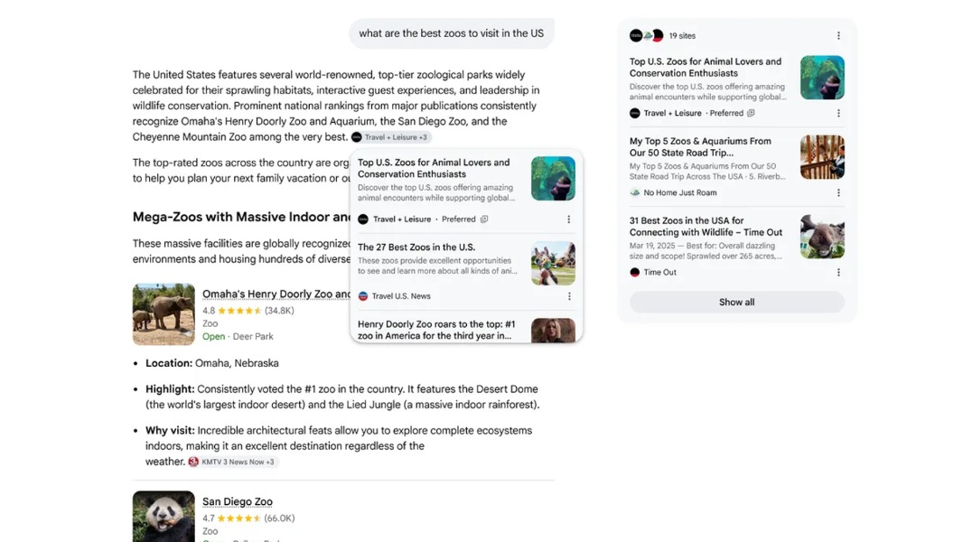 Google Search Preferred sources AI Mode AI Overviews