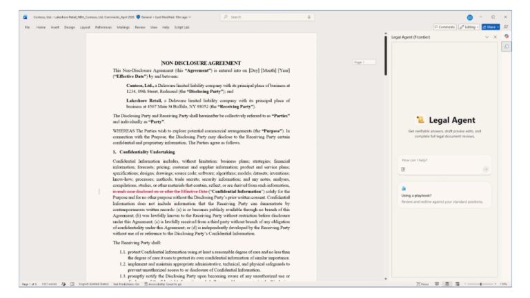 Microsoft Launches New Legal AI Agent in Word