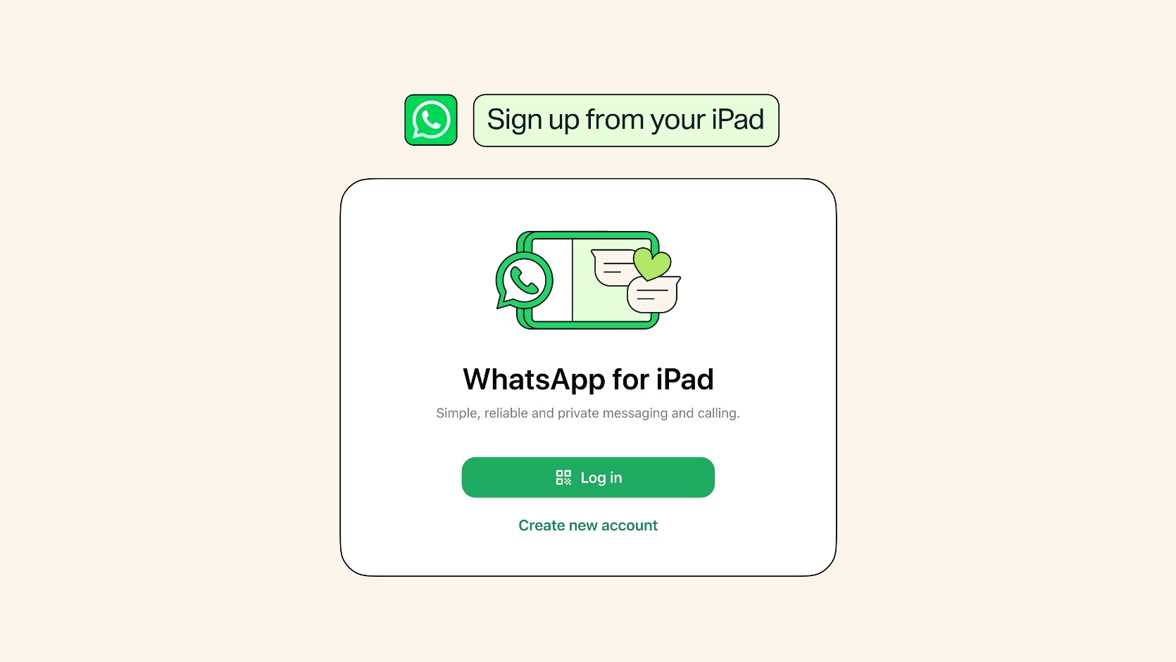 Whatsapp iPad signups