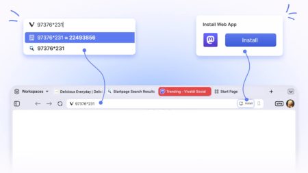 Vivaldi 8.2 for Desktop Adds PWA, Address Bar Improvements