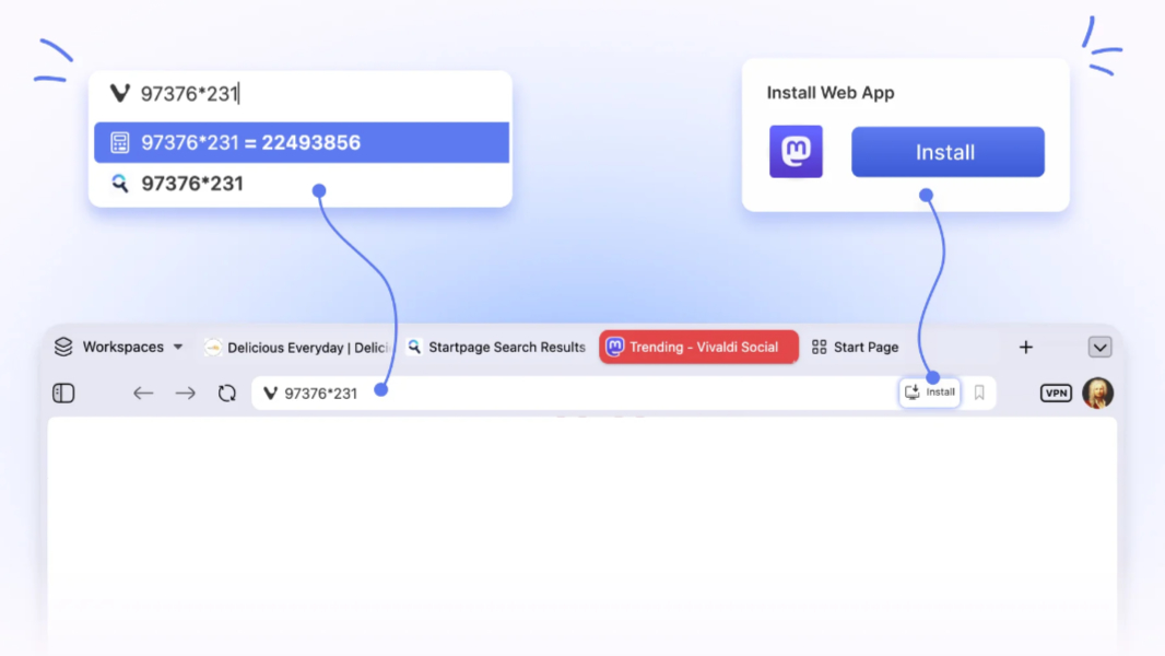 Vivaldi 8.2 for Desktop Adds PWA, Address Bar Improvements