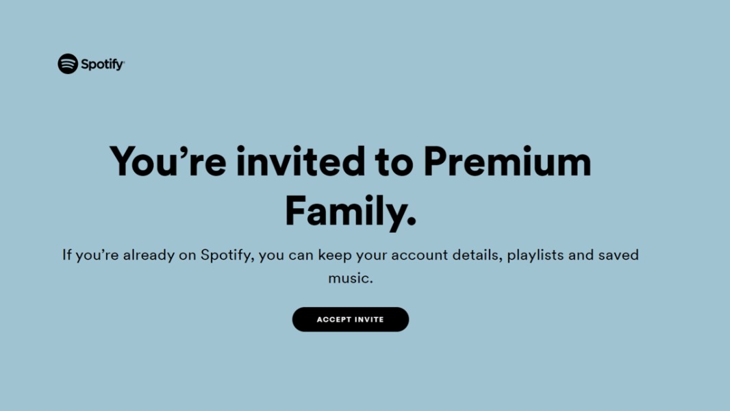 Spotify Premium Family invitation
