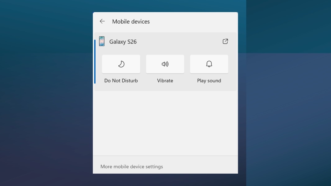 Windows 11 Quick Settings Mobile devices controls
